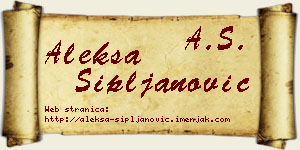 Aleksa Sipljanović vizit kartica